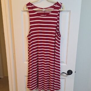 Old Navy Red and White Striped Swing Dress XXL